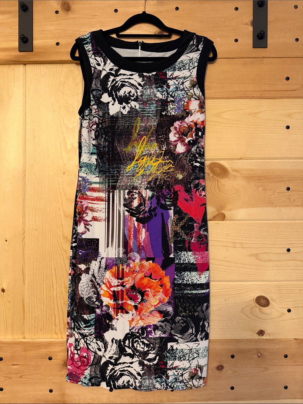 Cashe Floral Patchwork Sleeveless Mini Dress - Black/Multi